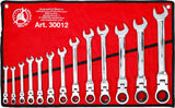 RATCHET COMBINATION WRENCH SET | FLEXIBLE HEADS | 8 - 32 MM | 13 PCS. (30012)
