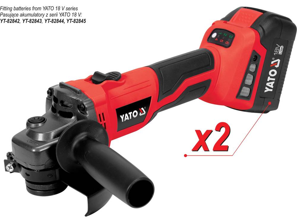 ANGLE GRINDER 18V SPEED ADJ. - 2X 4AH (YT-828295)