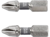 SCREWDRIVER BITS 1/4 25MM PH2 2 PCS NI (YT-78001)