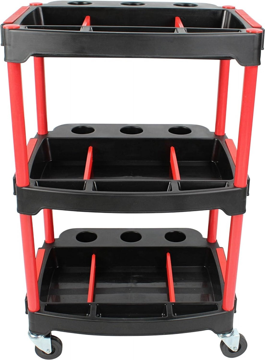 WORKSHOP TROLLEY | 3-LEVEL COMPOSITE WITH PARTS STORAGE | + 2 PERFORATIONS WITH 8 HOOKS (WT3P)