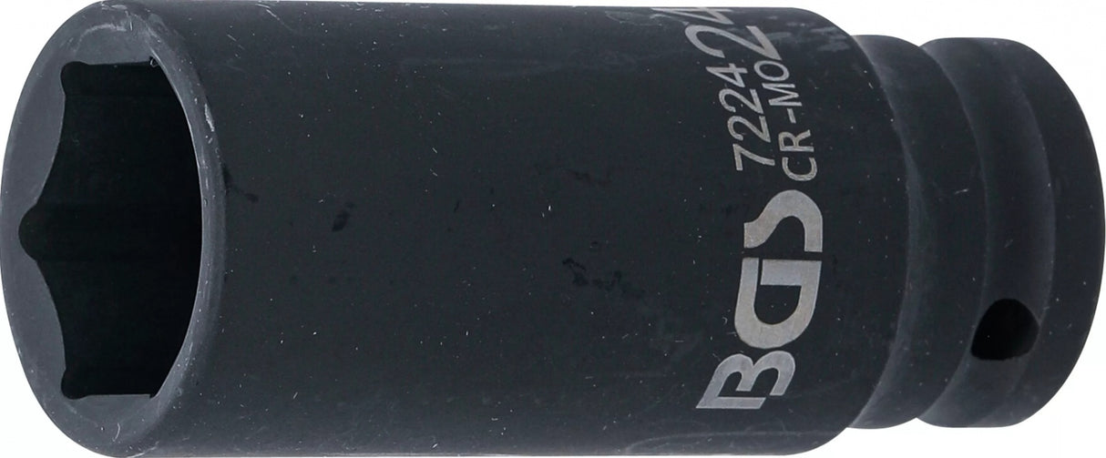 IMPACT SOCKET HEXAGON, DEEP | 12.5 MM (1/2") DRIVE | 24 MM (7224)