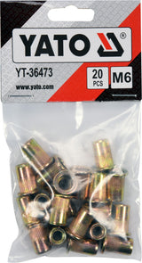 THREADED STEEL RIVET NUTS M6, 20PCS (YT-36473)