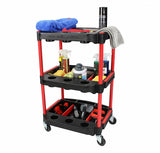 WORKSHOP TROLLEY | 3-LEVEL COMPOSITE WITH PARTS STORAGE | + 2 PERFORATIONS WITH 8 HOOKS (WT3P)