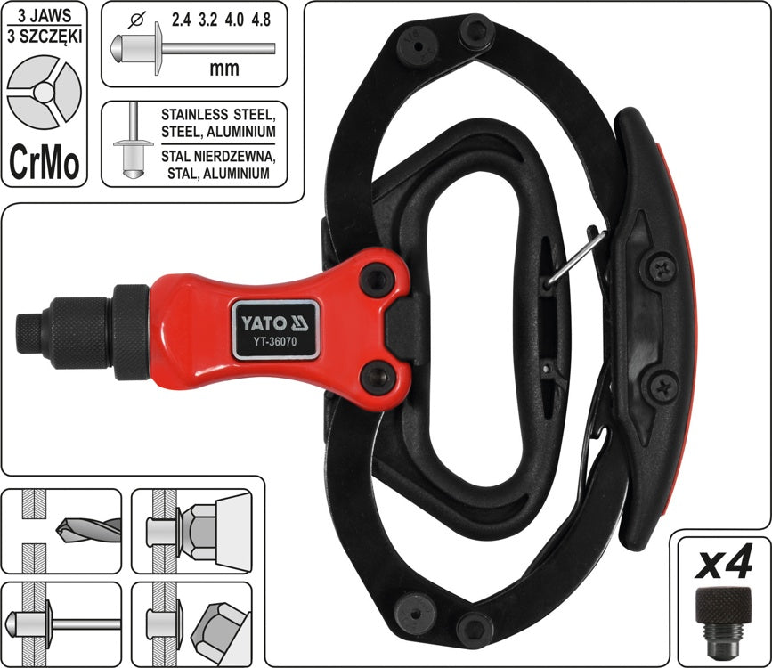 HAND RIVETER 2.4-4.8MM (YT-36070)
