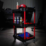 WORKSHOP TROLLEY | 3-LEVEL COMPOSITE WITH PARTS STORAGE | + 2 PERFORATIONS WITH 8 HOOKS (WT3P)