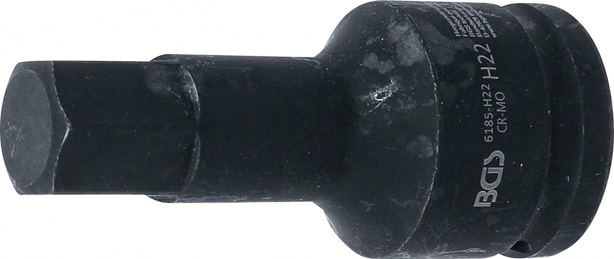 IMPACT BIT SOCKET | LENGTH 100 MM | 20 MM (3/4") DRIVE | INTERNAL HEXAGON 22 MM (6185-H22)