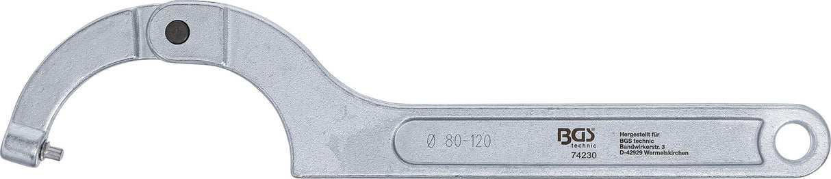 ADJUSTABLE HOOK WRENCH WITH PIN | 80 - 120 MM (74230)