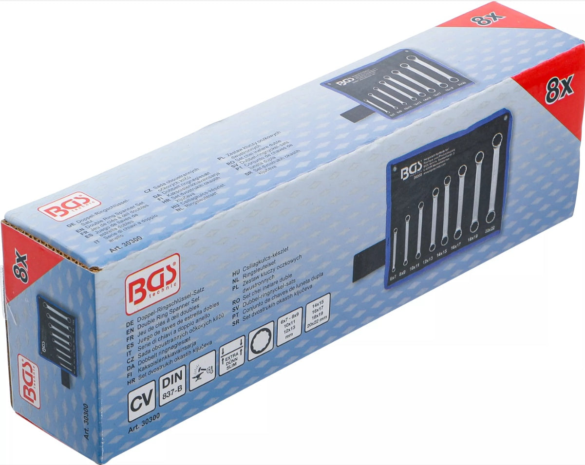DOUBLE RING SPANNER SET | EXTRA FLAT | 6-22 MM | 8 PCS. (30300)