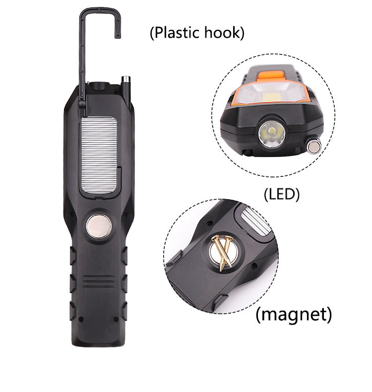 WORK LAMP RECHARGEABLE | 5W COB LED | USB | 280+80 LM | WITH MAGNETIC GRABBER (YD-6302B)