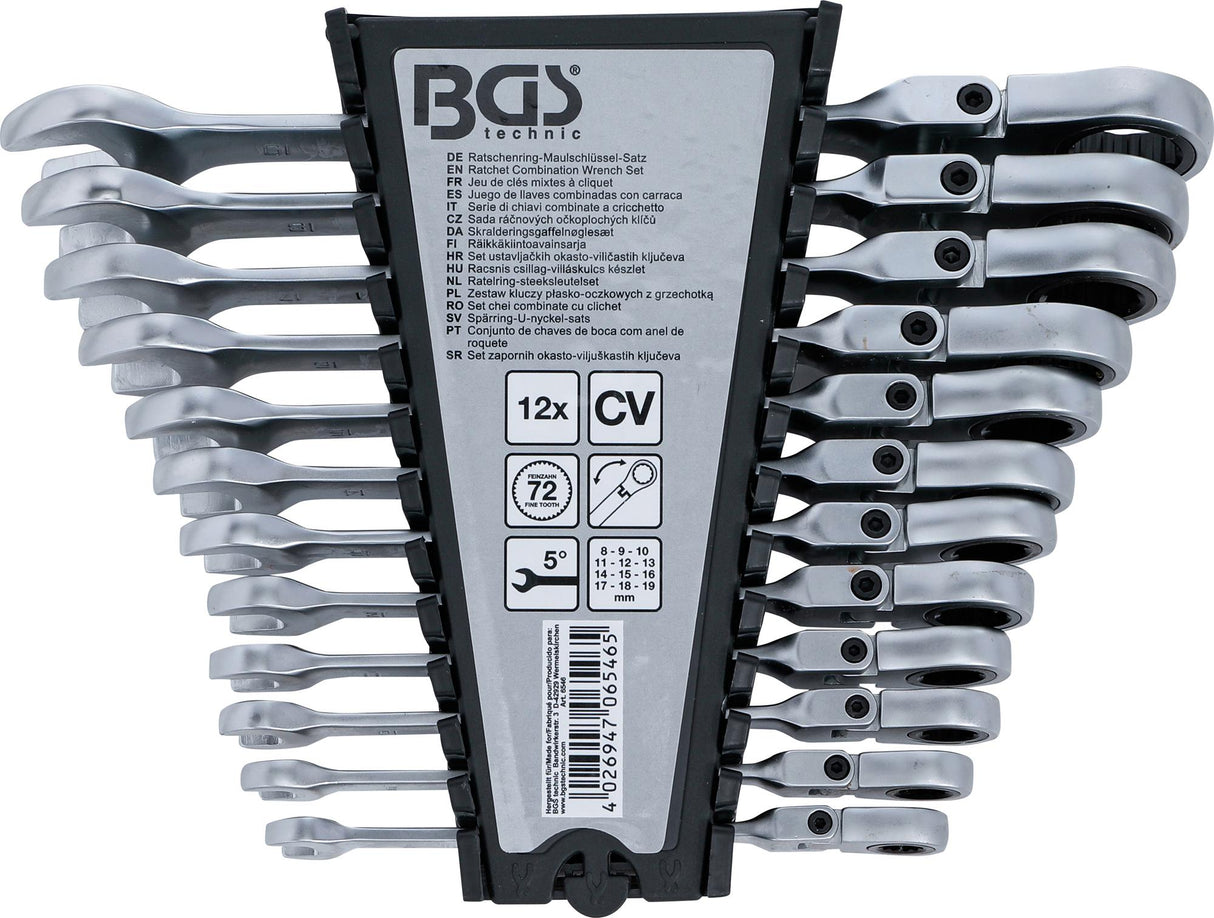 RATCHET COMBINATION WRENCH SET | ADJUSTABLE | 8 - 19 MM | 12 PCS. (6546)