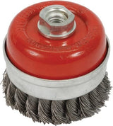 WIRE BRUSH POT TYPE | TWISTED / WITH RING | M14 | Ø 75 MM (ES740075R)