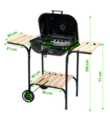OUTDOOR BARBECUE / GRILL | WITH LID AND GRATES | WOODEN SHELVES (99581)