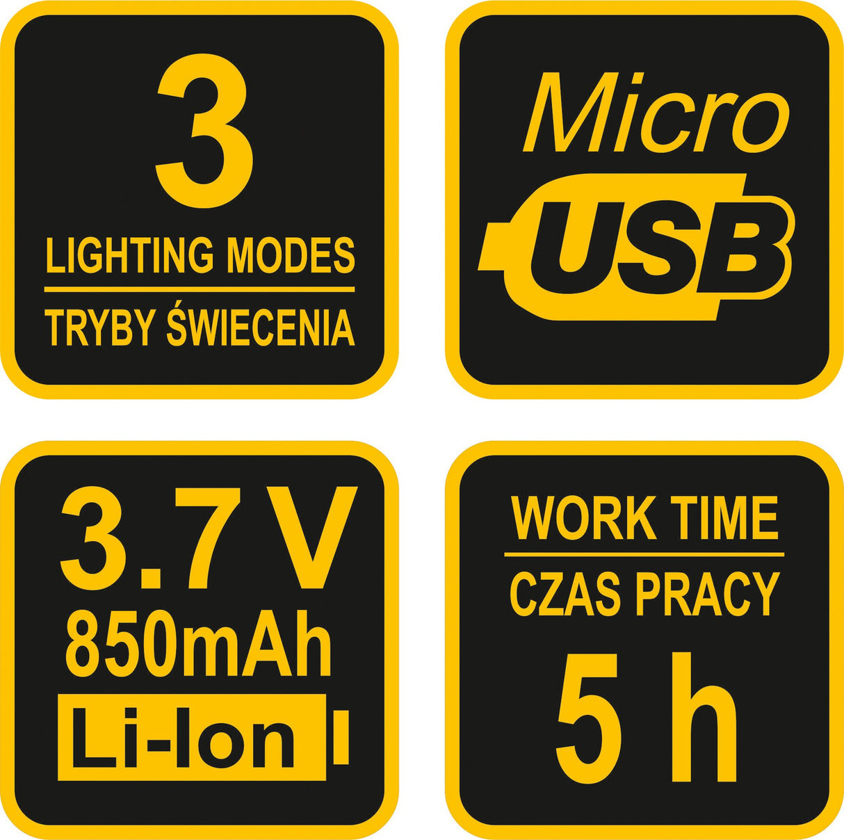 HEADLAMP 3W LED AND 4 SMD LED RECHARG. (88677)