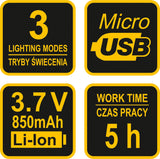 HEADLAMP 3W LED AND 4 SMD LED RECHARG. (88677)