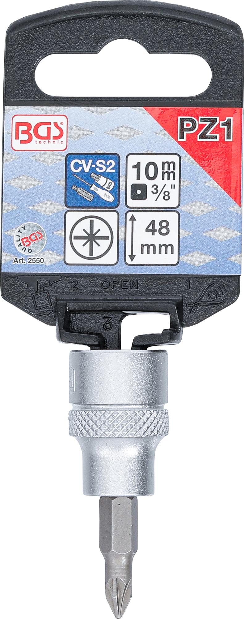 BIT SOCKET | 10 MM (3/8") DRIVE | CROSS SLOT PZ1 (2550)
