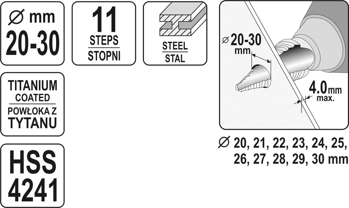 STEP DRILL 20-30MM (YT-44747)