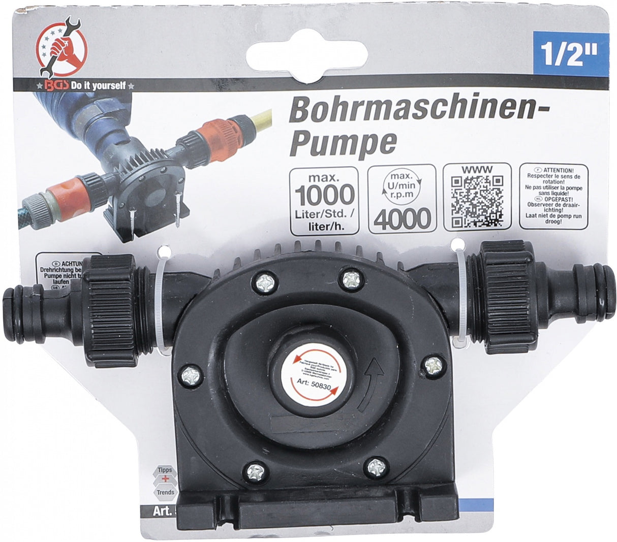 PUMP FOR DRILLING MACHINE | 1/2" | 1000 L/H (50830)