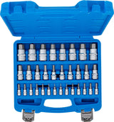 BIT SOCKET SET | 6.3 MM (1/4) / 10 MM (3/8") / 12.5 MM (1/2") DRIVE | INTERNAL HEXAGON 2 - 19 MM / 1/4 - 9/16" | METRIC AND INCH SIZES | 32 PCS. (74258)