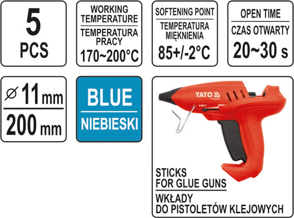 GLUE STICKS 11,2X200MM 5PCS BLUE (YT-82435)