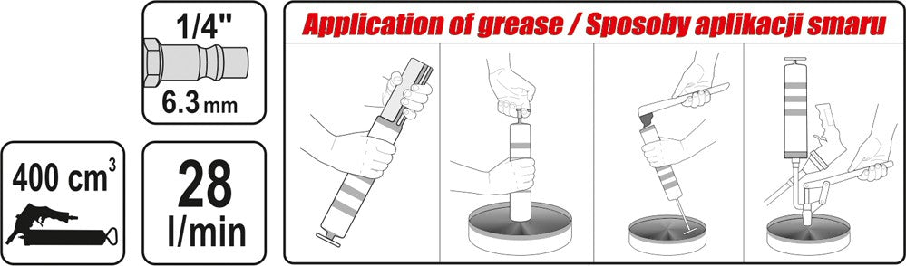 PNEUMATIC GREASE GUN 400CC (YT-07055)