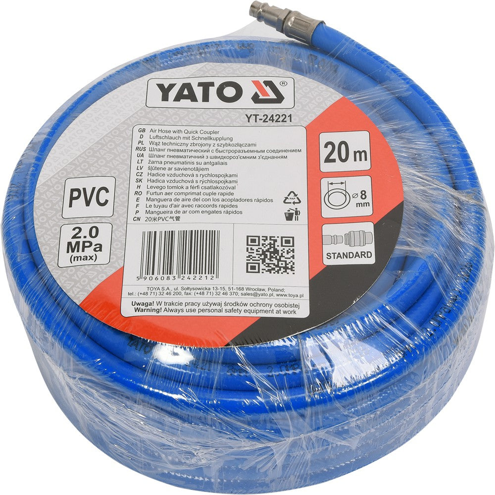 AIR HOSE PVC W. COUPLING 8MM X 20M (YT-24221)