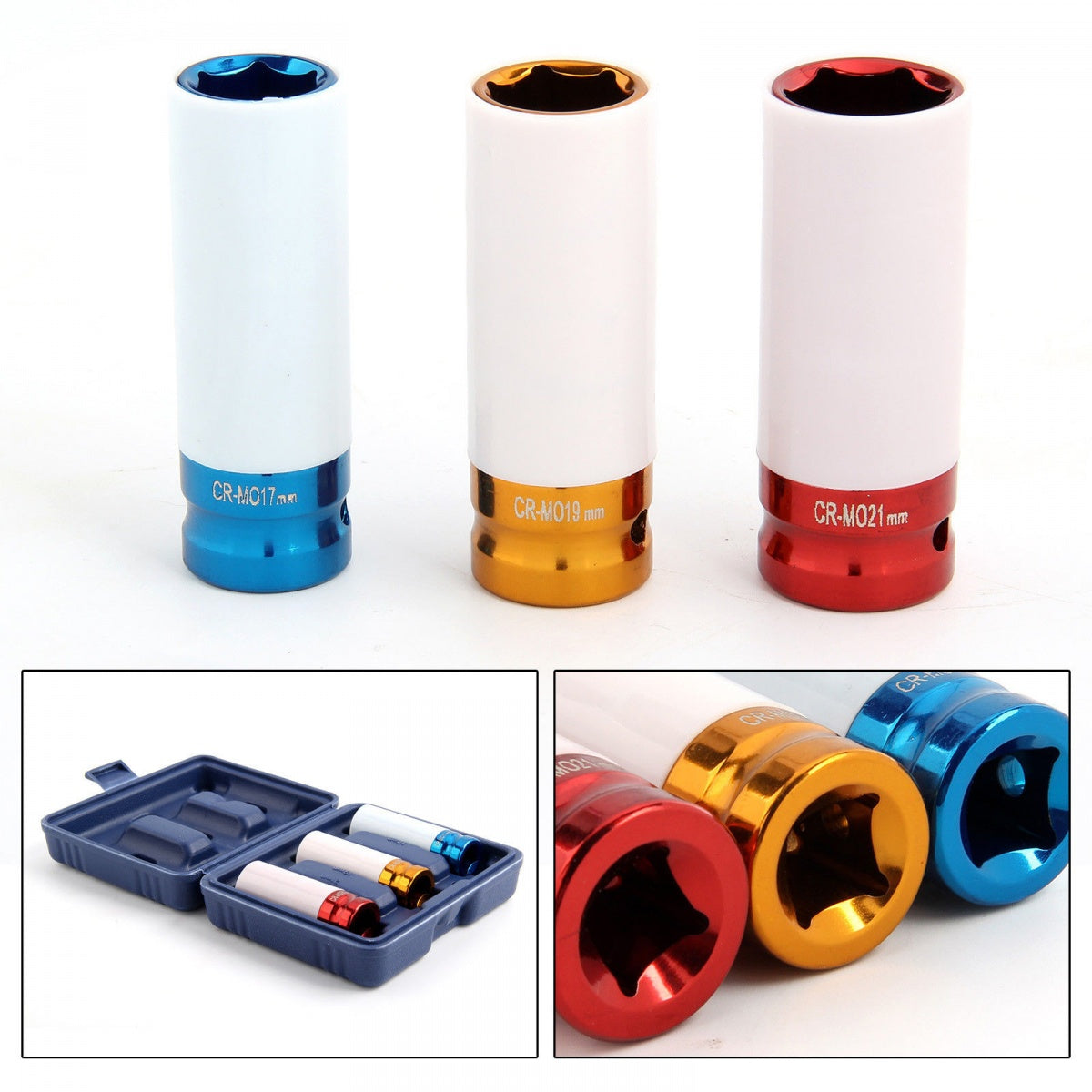 THIN-WALL IMPACT SOCKET SET WITH PROTECTORS | 12.5 MM (1/2") | 17/19/21 MM | 3 PCS. (SK7200)