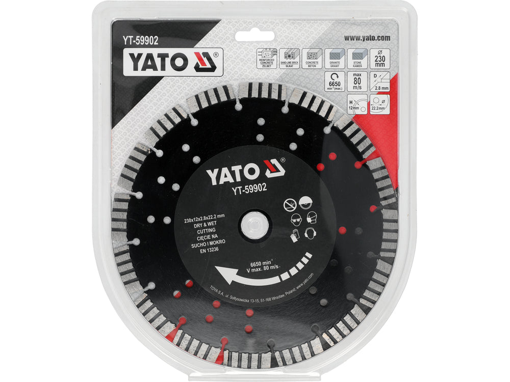DIAMOND BLADE FOR CUTTING REINFORCED CONCRETE 230X12X22.23MM (YT-59902)
