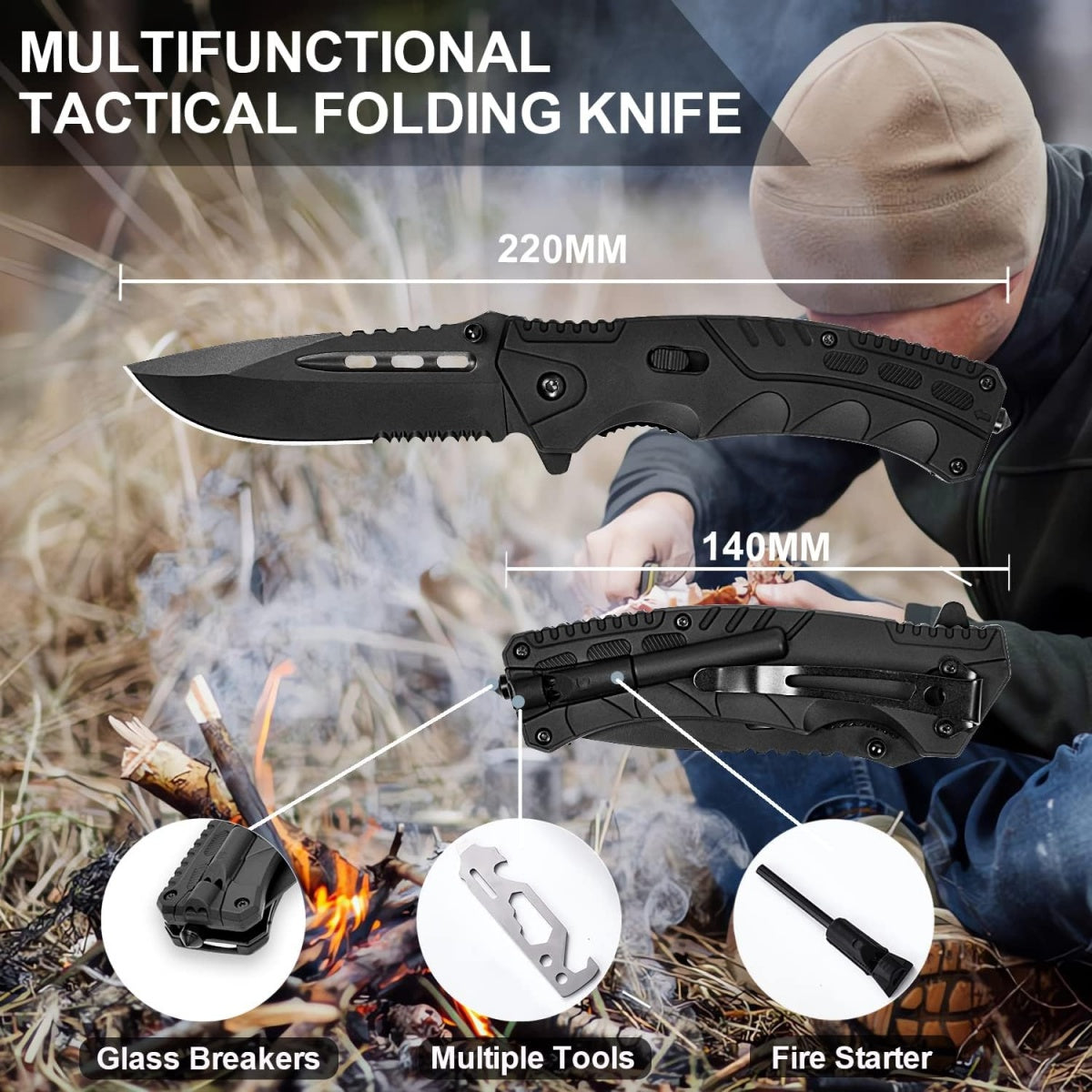 FOLDING KNIFE | STAINLESS STEEL | 22.2 CM (J26)