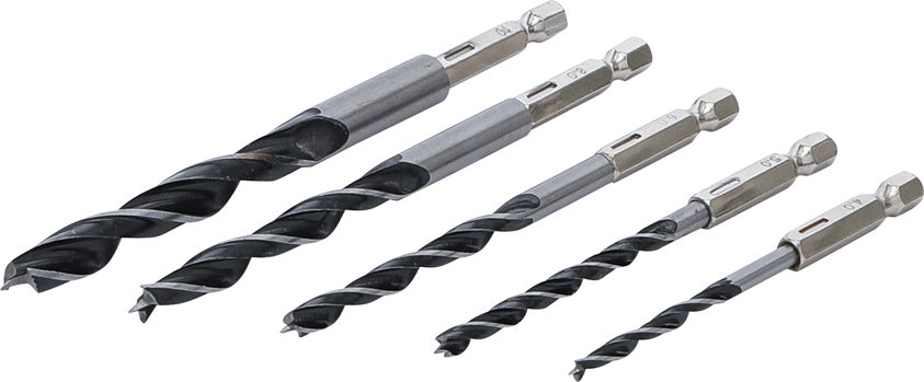 WOOD DRILL SET | 6 - 14 MM | 6-POINT SHAFT | 5 PCS. (50799)