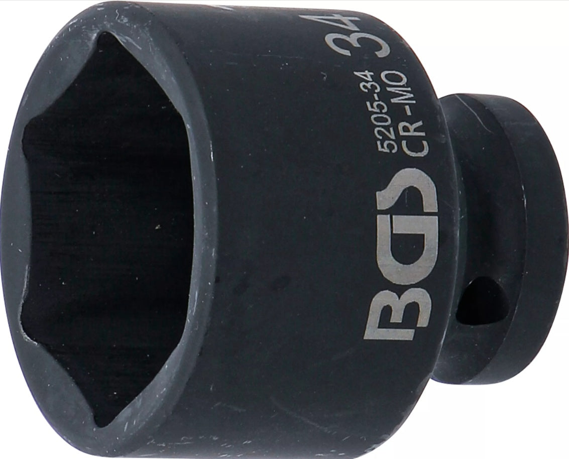 IMPACT SOCKET, HEXAGON | 12.5 MM (1/2") DRIVE | 34 MM (5205-34)