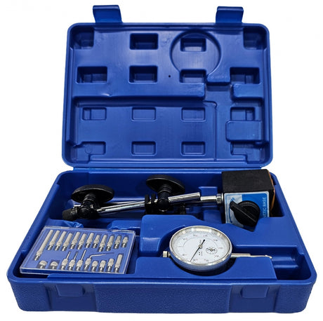 DIAL INDICATOR WITH STAND ON MAGNETIC HOLDER + TIP SET (1937S)