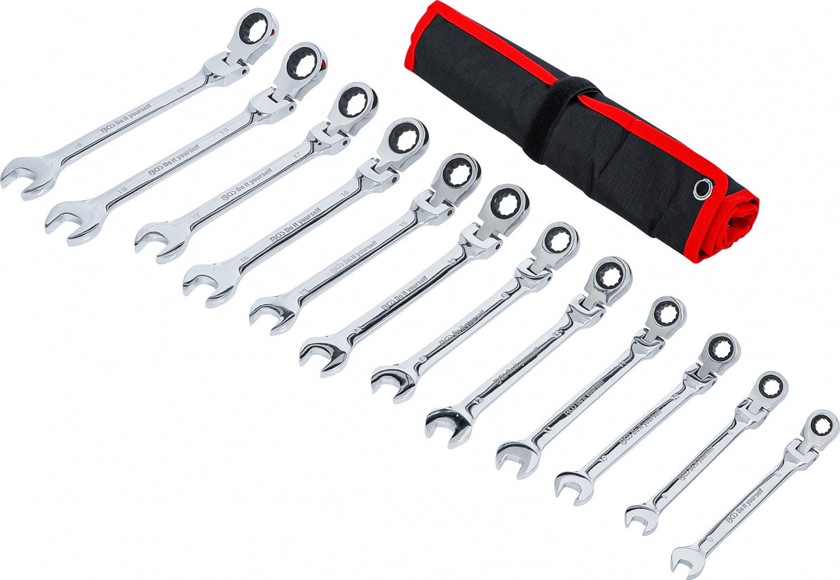RATCHET COMBINATION WRENCH SET | FLEXIBLE HEADS | 8 - 19 MM | 12 PCS. (30002)