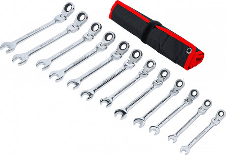 RATCHET COMBINATION WRENCH SET | FLEXIBLE HEADS | 8 - 19 MM | 12 PCS. (30002)
