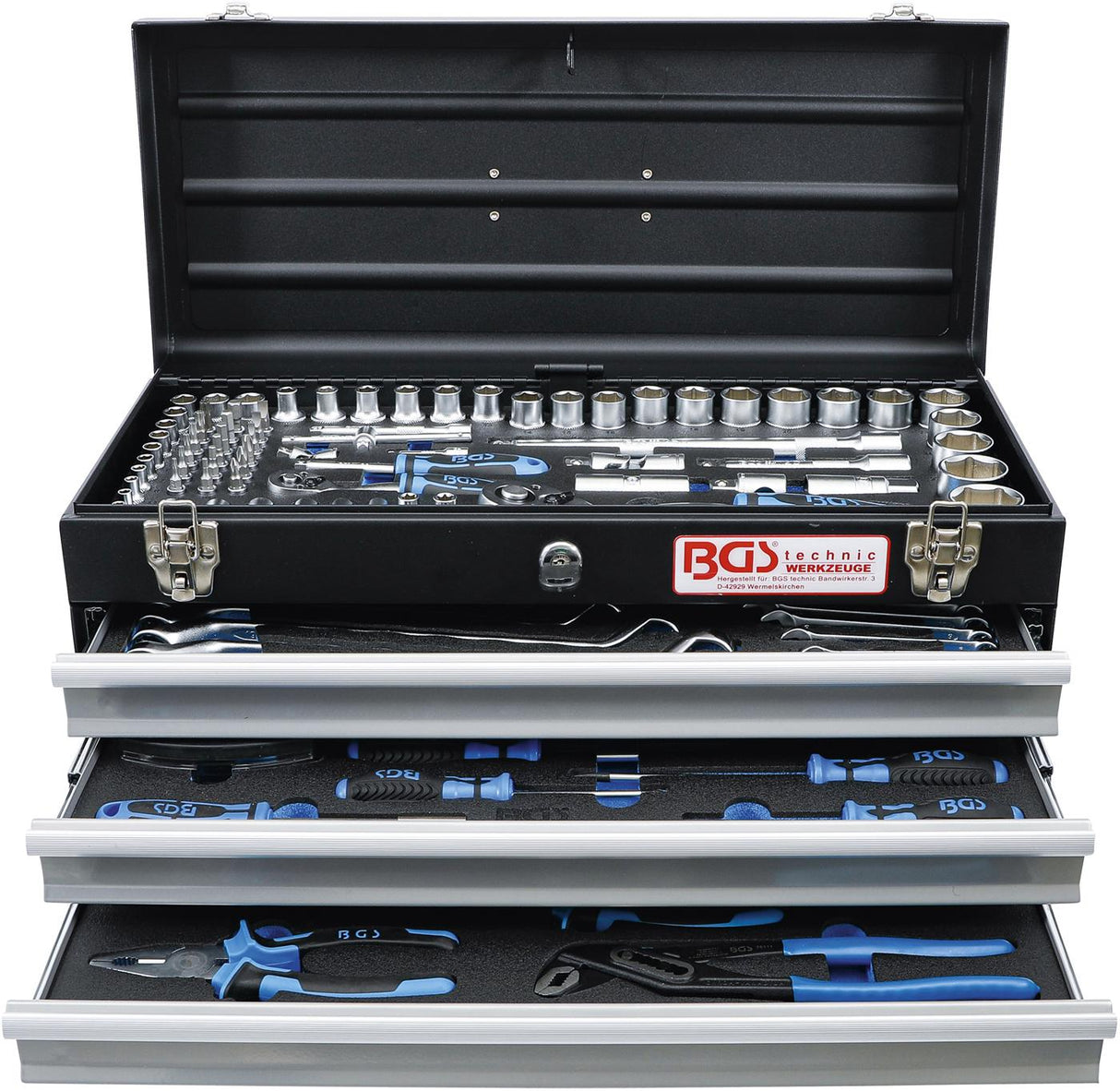 METAL WORKSHOP TOOL CASE | 3 DRAWERS | WITH 143 TOOLS (3318)