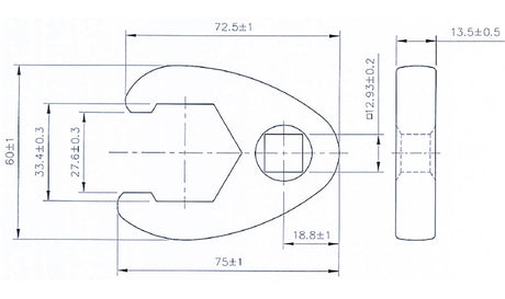 CROWFOOT SPANNER | 12,5 MM (1/2") DRIVE | 33 MM (1759-33)