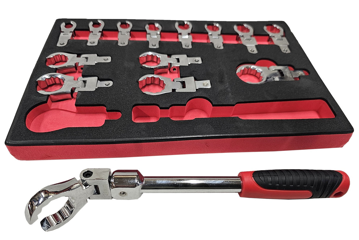 SET OF INSERTED FLEX WRENCHES | FOR BRAKE HOSES | 9 - 24 MM | 15 PCS. (FNW15S)