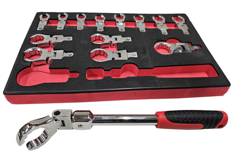SET OF INSERTED FLEX WRENCHES | FOR BRAKE HOSES | 9 - 24 MM | 15 PCS. (FNW15S)