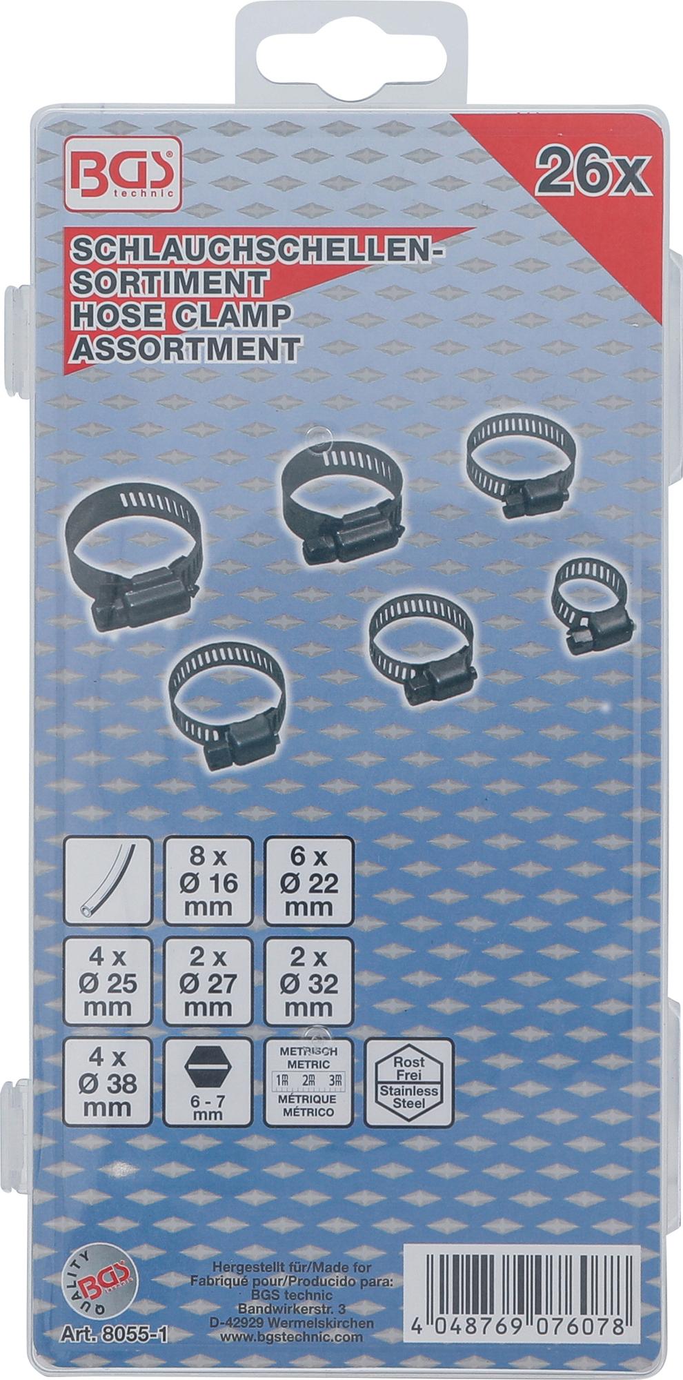 HOSE CLAMP ASSORTMENT | STAINLESS | Ø 16 - 38 MM | 26 PCS. (8055-1)