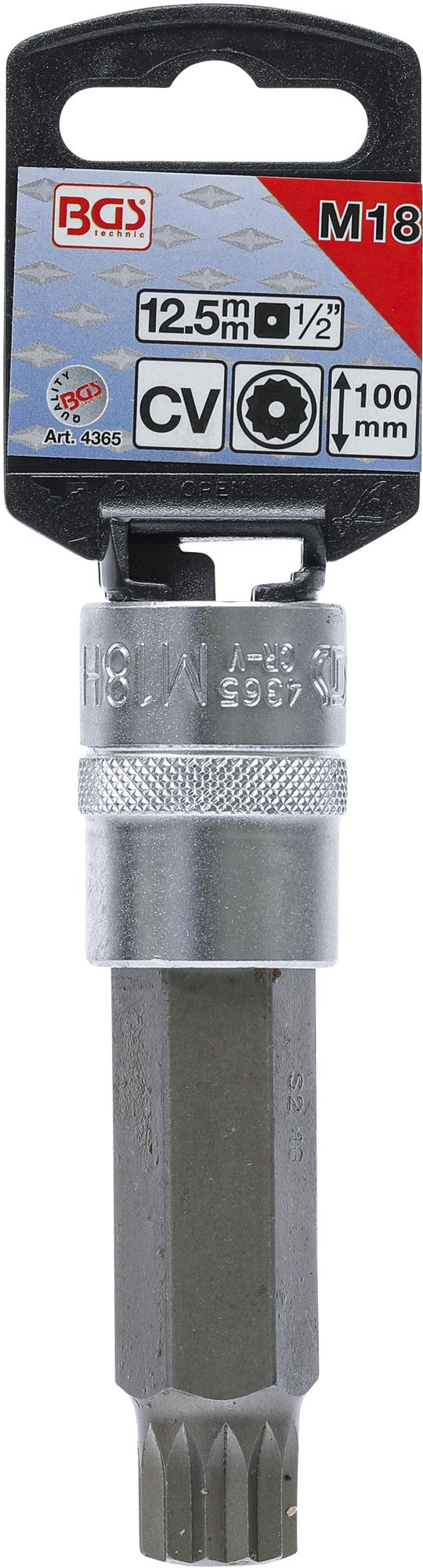 BIT SOCKET | LENGTH 100 MM | 12.5 MM (1/2") DRIVE | SPLINE TAMPERPROOF (FOR XZN) M18 (4365)