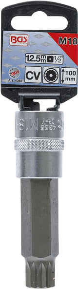 BIT SOCKET | LENGTH 100 MM | 12.5 MM (1/2") DRIVE | SPLINE TAMPERPROOF (FOR XZN) M18 (4365)