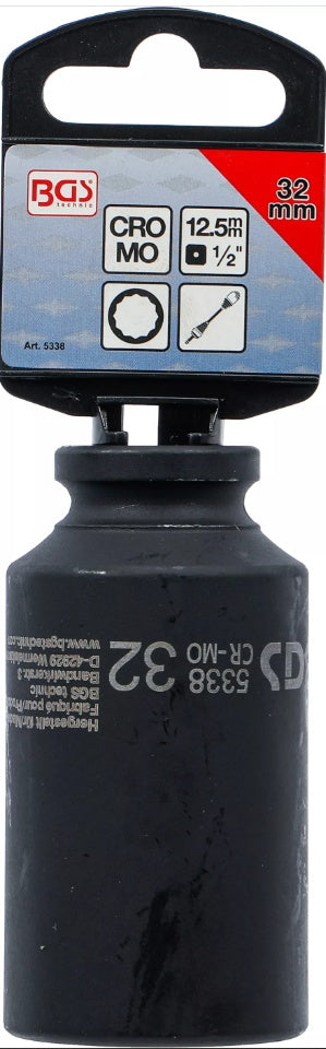 IMPACT SOCKET, 12-POINT, DEEP | 12.5 MM (1/2") DRIVE | 32 MM (5338)