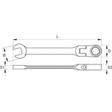 FLEX. RATCHET COMBINATION WRENCH 19MM (YT-1685)
