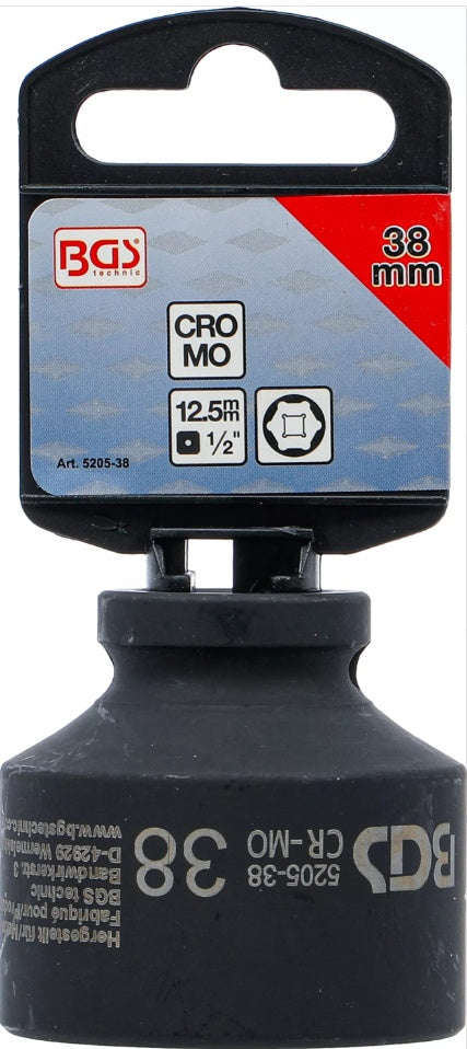 IMPACT SOCKET, HEXAGON | 12.5 MM (1/2") DRIVE | 38 MM (5205-38)