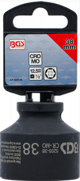 IMPACT SOCKET, HEXAGON | 12.5 MM (1/2") DRIVE | 38 MM (5205-38)