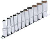SOCKET SET, HEXAGON, DEEP | 10 MM (3/8") DRIVE | INCH SIZES | 11 PCS. (2756)