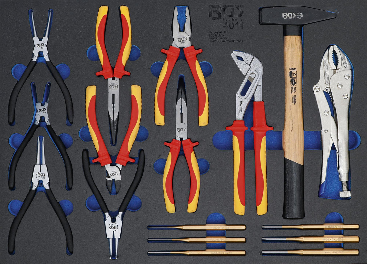 TOOL TRAY 3/3: PLIERS, PARALLEL PIN PUNCH SET, HAMMER | 17 PCS. (4011)