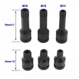 IMPACT BIT SET | WITH HOLE | 12.5 MM (1/2") | SPLINE (XZN) | 6 PCS. (S1121)