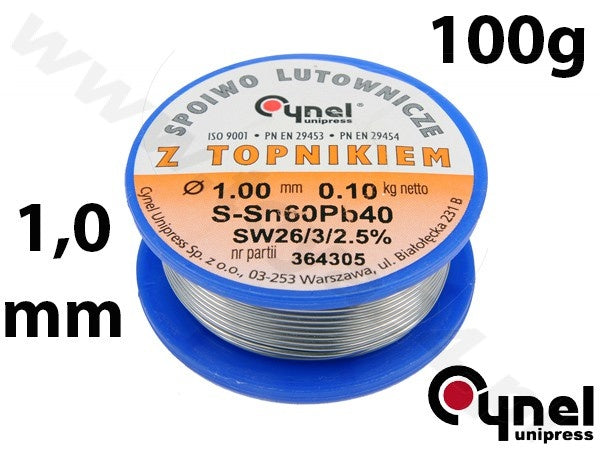 SOLDER SN60PB40 1.0MM 100G (76810)