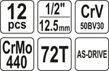 SOCKET SET 1/2" 12PCS (YT-38671)