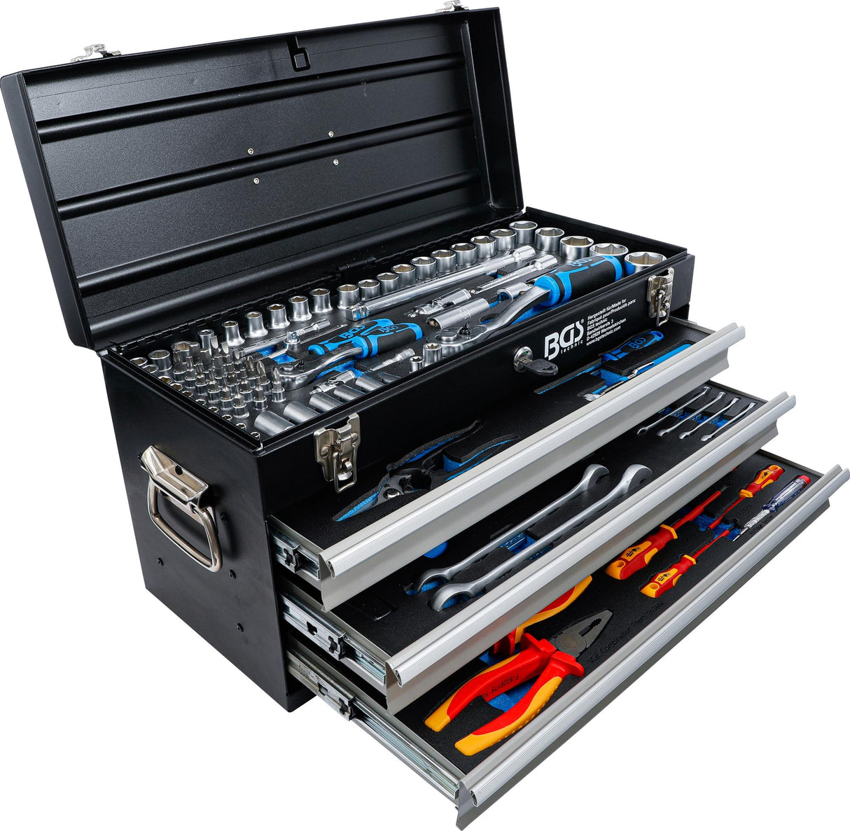 ELECTRICIANS-METAL WORKSHOP TOOL CASE | 3 DRAWERS | WITH 147 TOOLS (3350)